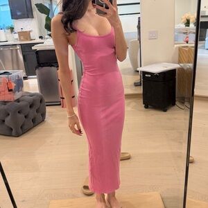 Meshki Pink Maxi Bodycon Dress - Tank Neck